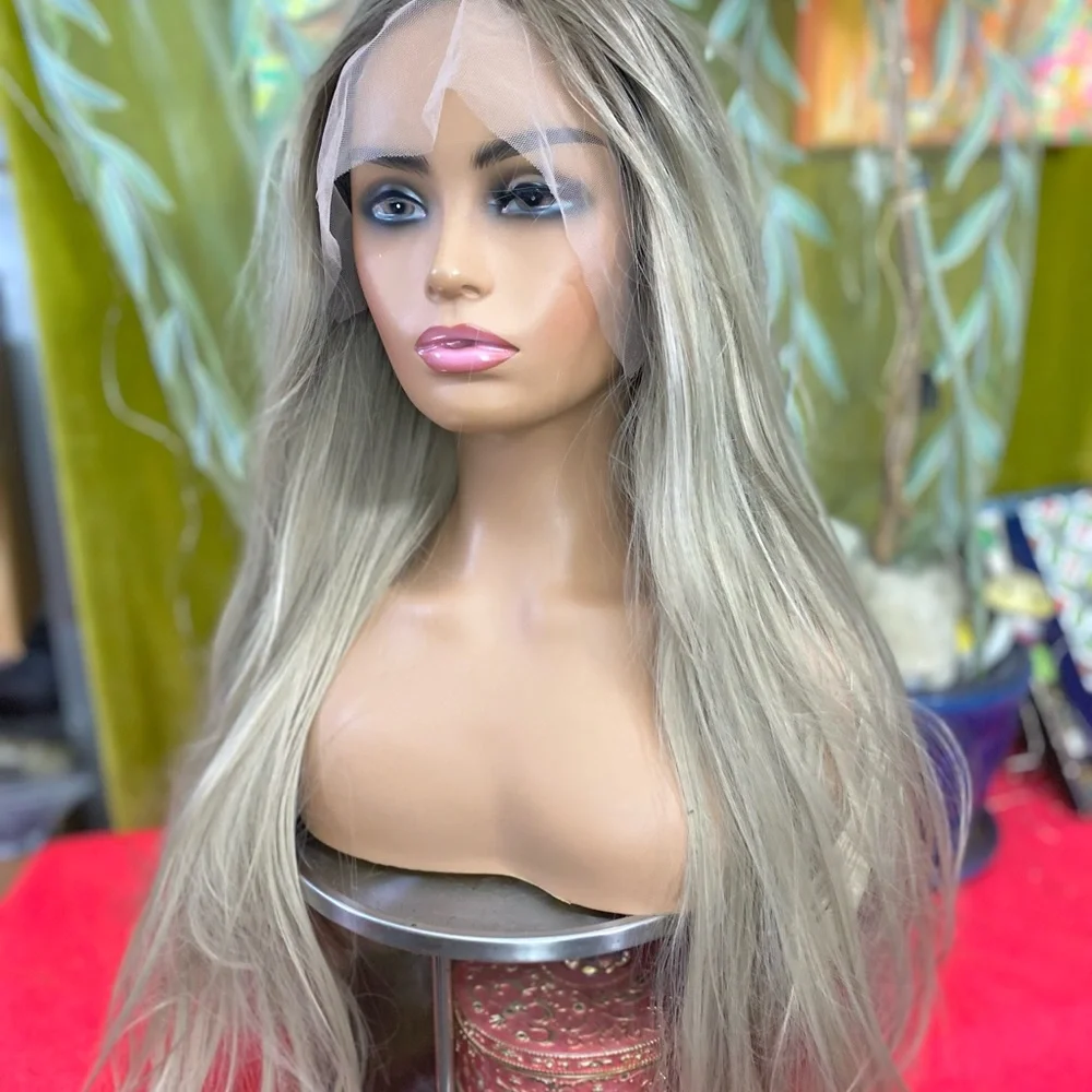 lace front rooted ash blonde wig